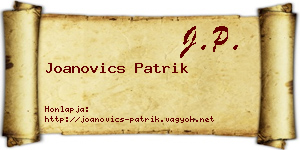 Joanovics Patrik névjegykártya